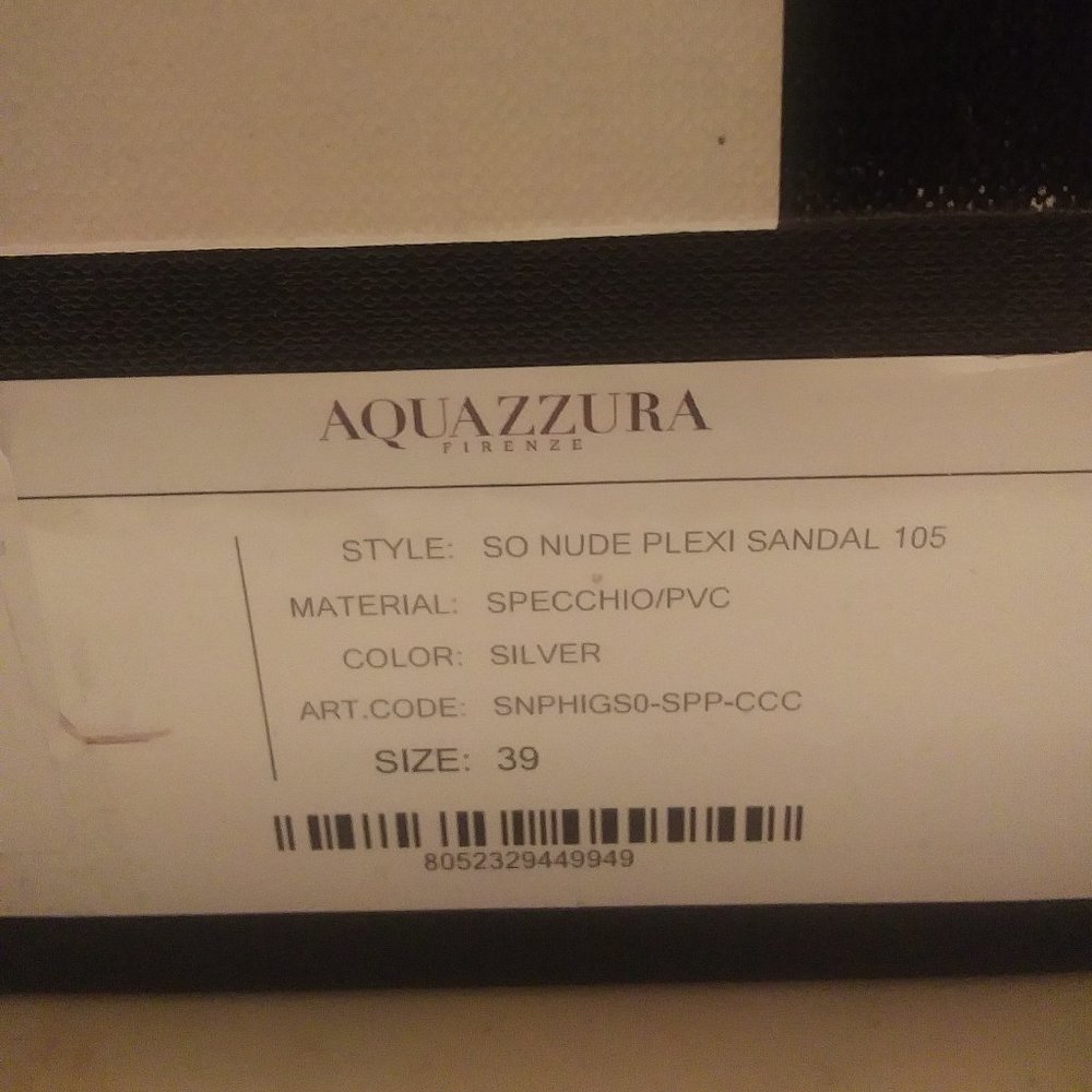 Aquazzura So Nude 105mm Metallic Plexi See-Through Sandals. Size 39. New. - Picture 2 of 11
